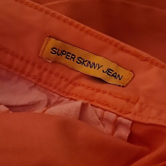 Tory Burch Large Logo Stitch Back Pocket Crop Jeans 31 Orange - Picture 8 of 8